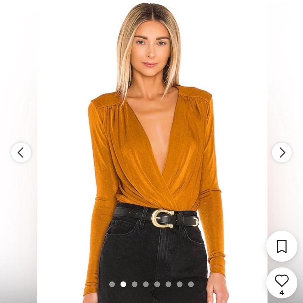 Free People x REVOLVE Intimately Turnt Long Sleeve Bodysuit in Honey Ginger